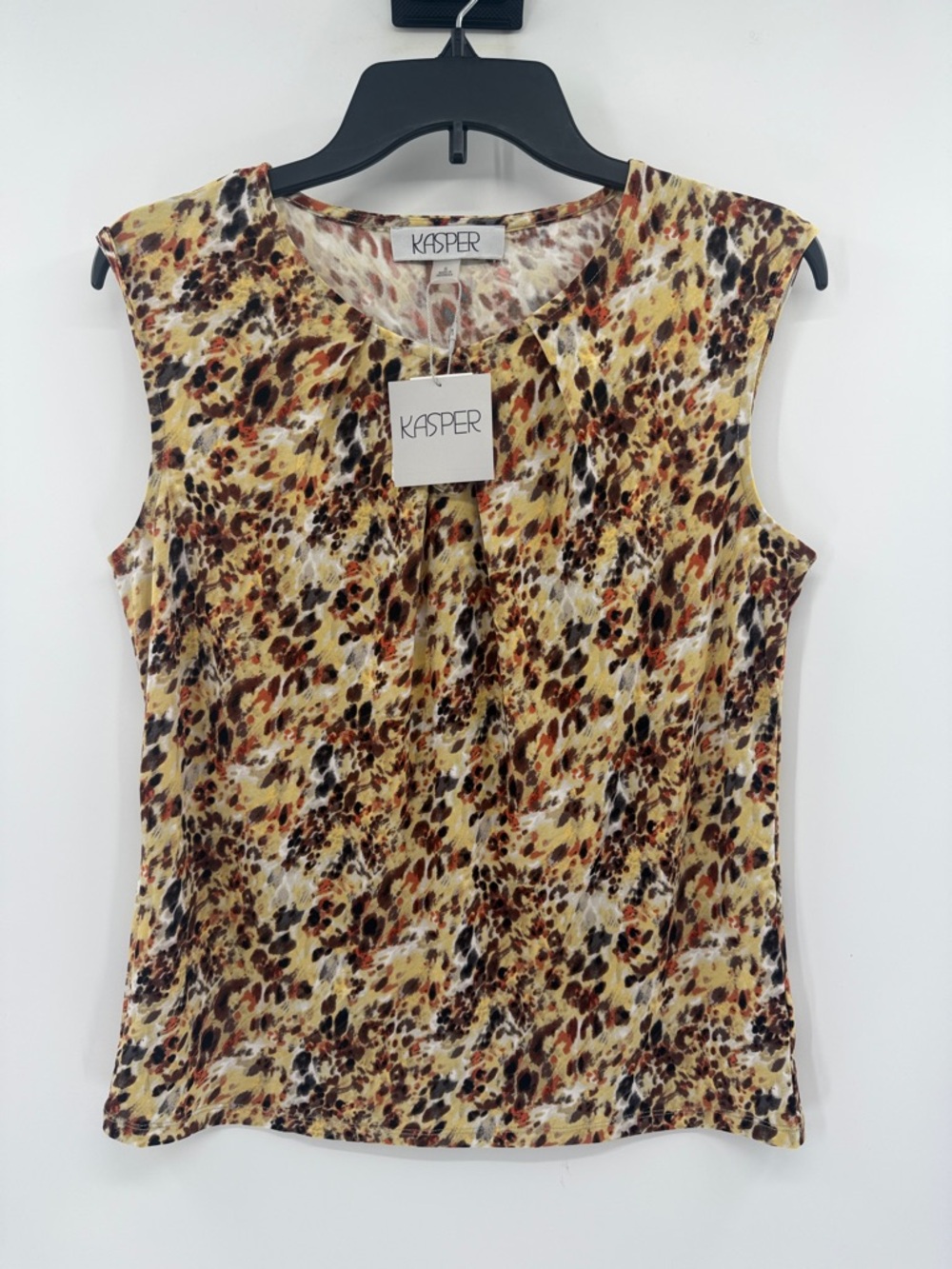 Kasper Women's Sleeveless Keyhole Blouse - Daffodil/Vanilla Ice Melt - Small NWT